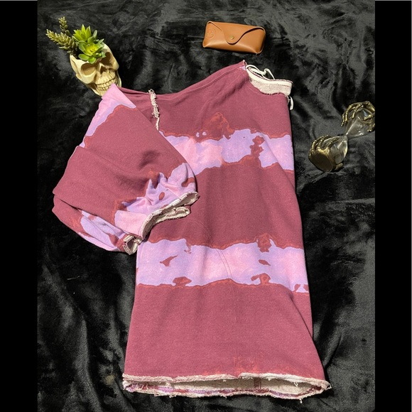 Free People tie dye off the shoulder sweater LG - Picture 2 of 9